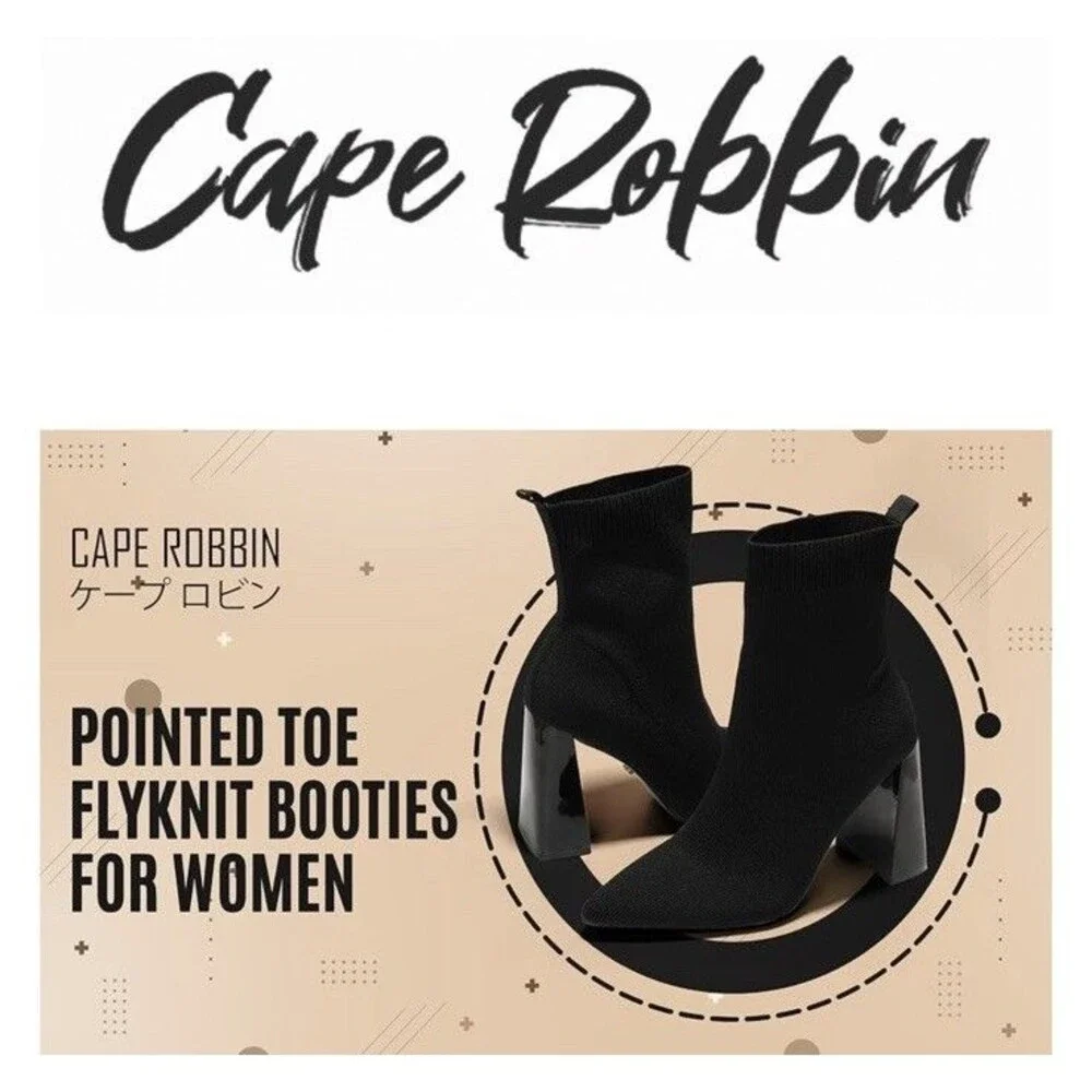 NEW Cape Robbin Faina Black Sock Bootie Women’s Size 8.5 Heels Pointy Toe Boots - Picture 13 of 16